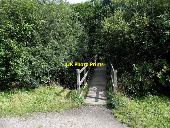 Photo 6"x4" Wooden footbridge over the Rhondda Fach river between Tylorstown and Ferndale Ferndale\/SS9996 c2013