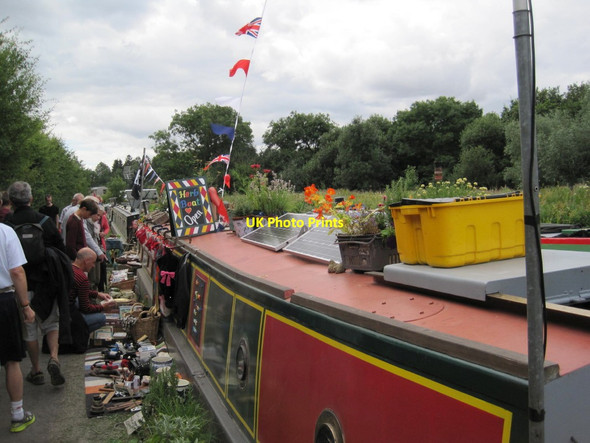 Photo 6"x4" Narrow Boats and Herb Sellers, Oxford Canal Cropredy c2013