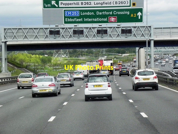 Photo 6"x4" Sign gantry and Footbridge over Watling Street Istead Rise c2013