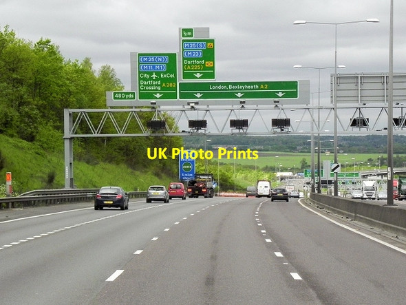 Photo 6"x4" Northbound A2 Approaching Interchange with M25 Swanscombe c2013