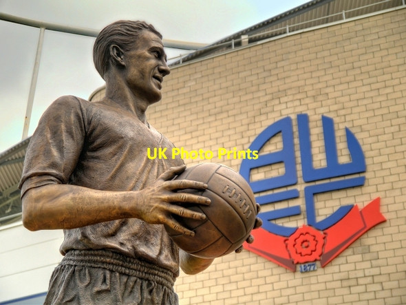Photo 6"x4" Nat Lofthouse Statue, Bolton Wanderers FC Horwich c2013