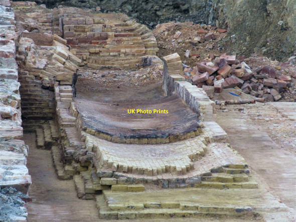 Photo 6"x4" Layers within brick channel at Cyfarthfa Ironworks excavation Merthyr Tydfil c2013
