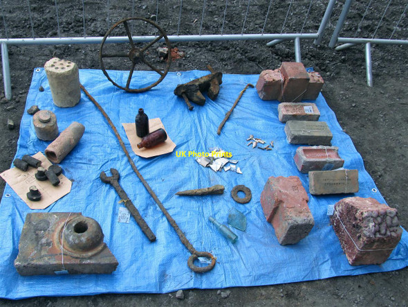 Photo 6"x4" Finds on display at Cyfarthfa Ironworks excavation open day Merthyr Tydfil c2013