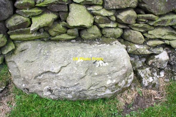 Photo 6"x4" Benchmark on boulder in roadside wall at Low Carlingill Lowgill\/SD6297 c2013