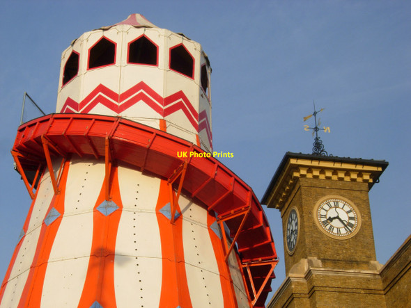 Photo 6"x4" Helter skelter and King's Cross clock tower London c2013