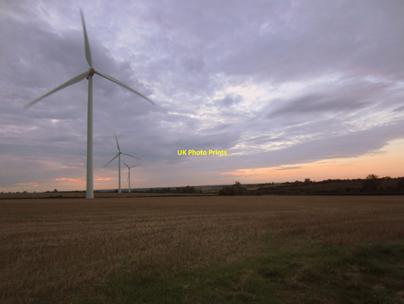 Photo 6"x4" Wind turbines in the stubble Hardmead c2013