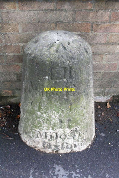Photo 6"x4" Milestone with benchmark outside #196 London Road Headington c2013