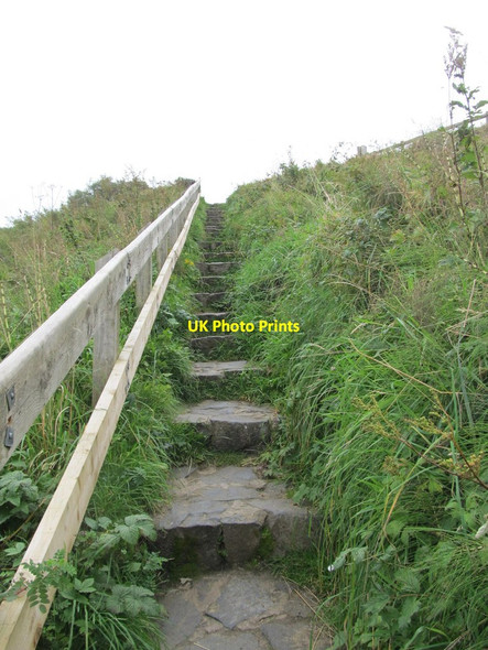 Photo 6"x4" Stone steps leading up the cliff line to the Whitepark Bay Youth Hostel Dunseverick c2013