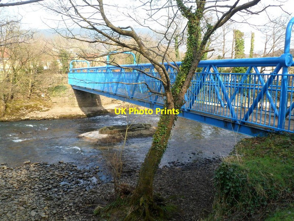 Photo 6"x4" Side view of a blue footbridge over the Afon Afan in Cwmavon Port Talbot c2012