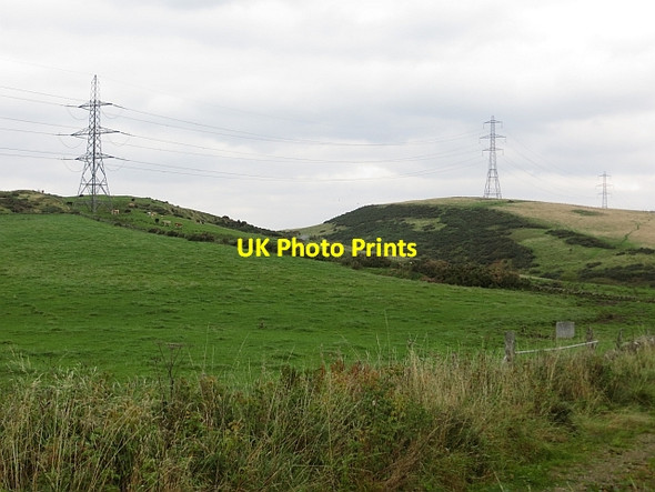 Photo 6"x4" Power lines crossing the Ochil Hills Duncrievie c2013