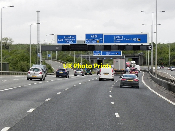 Photo 6"x4" Southbound M20, Exit at Junction 5 Aylesford c2013