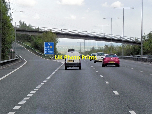 Photo 6"x4" Southbound M20, Junction 2 Wrotham c2013