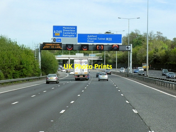 Photo 6"x4" Southbound M20 Approaching Junction 7 Maidstone c2013