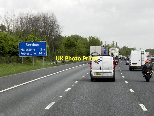 Photo 6"x4" Southbound M20, Honeyhills Wood Detling c2013