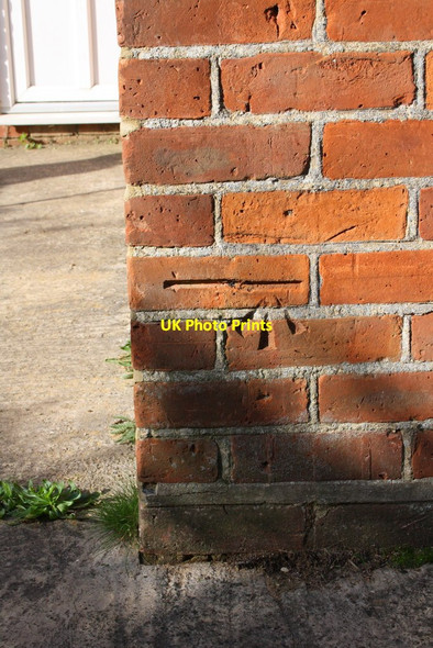 Photo 6"x4" Benchmark on 'Cadel House', Sandy Lane Camp Corner c2013