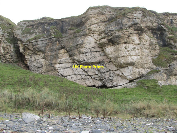 Photo 6"x4" Fractured metamorphised chalk along the line of the Ballintoy Fault Ballintoy c2013