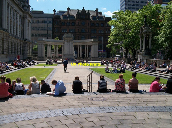 Photo 6"x4" Belfast shop and office workers enjoying the fine weather at the City Hall War Garden of Remembrance Belfast c2013
