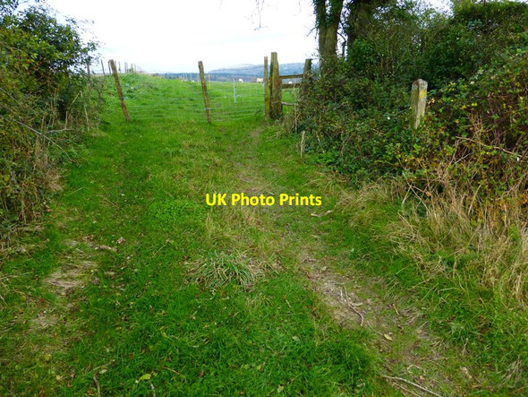 Photo 6"x4" Footpath with stile and sign on Apple Down Up Marden c2013