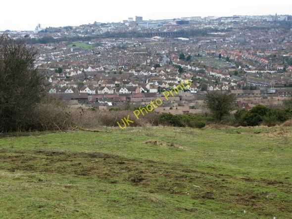 Photo 6"x4" View across Folkestone rooftops from Creteway Down 1 Folkestone c2009