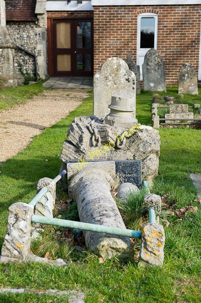 Photo 6"x4" Toppled monument in St Thomas's graveyard, Fair Oak Fair Oak\/SU4918 c2009