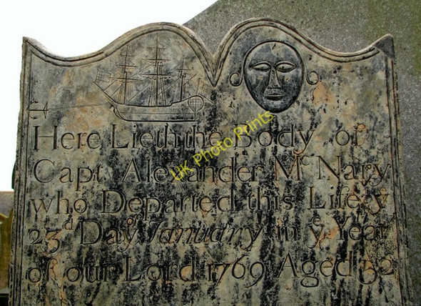 Photo 6"x4" Gravestone, Whitechurch Cemetery [detail] Ballywalter c2009