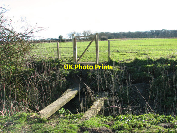 Photo 6"x4" Plank bridge and gate on footpath to Lower Wood Ashwellthorpe c2014
