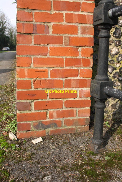 Photo 6"x4" Benchmark on wall end The Mount Reading c2014