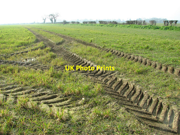 Photo 6"x4" Tractor tracks in field south of Glebe Farm Kessingland c2014