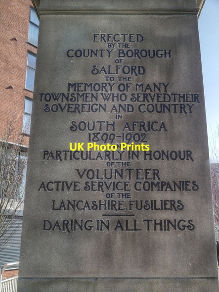 Photo 6"x4" Boer War Memorial (Inscription) Manchester c2014