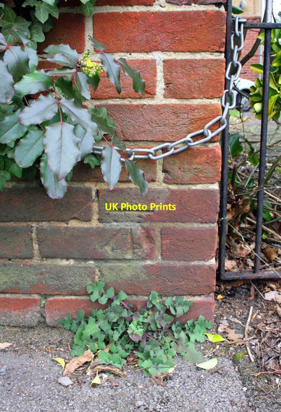 Photo 6"x4" Benchmark on entrance gatepost to #104 Kidmore Road Reading c2014