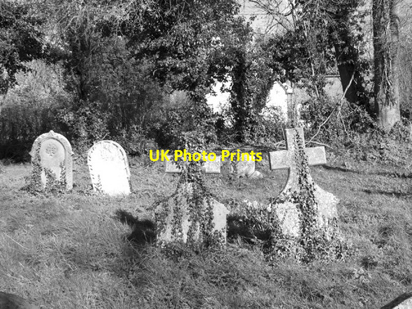 Photo 6"x4" Overgrown headstones in St James's church churchyard St James South Elmham c2014