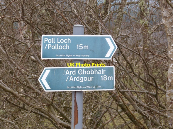 Photo 6"x4" SRoWs signs by car park at junction of tracks by Callop river Glenfinnan c2014