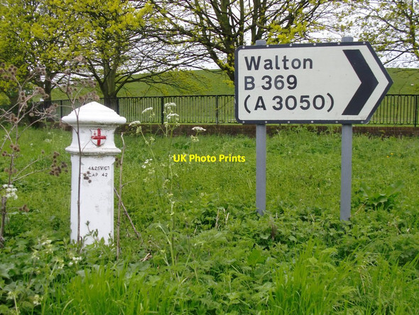 Photo 6"x4" Corporation of London coal-tax post, at the junction of Molesey Road and the B369 Walton-on-Thames c2014
