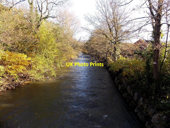 Photo 6"x4" Ebbw flows away from a footbridge between Rogerstone and Bassaleg Rogerstone c2013