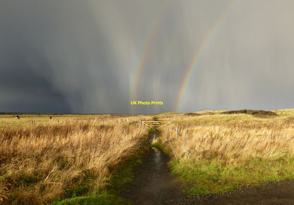 Photo 6"x4" Approaching storm over the Northumberland Coast Path Hadston c2013