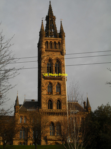 Photo 6"x4" Early morning sun on Glasgow University Tower Dowanhill c2013