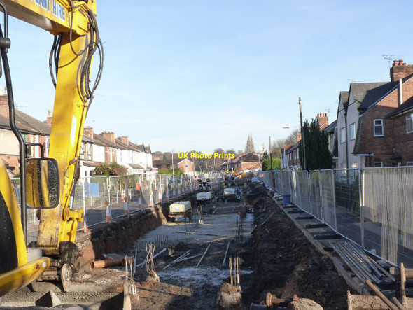 Photo 6"x4" Tramway foundation work on Fletcher Road Beeston\/SK5236 c2013