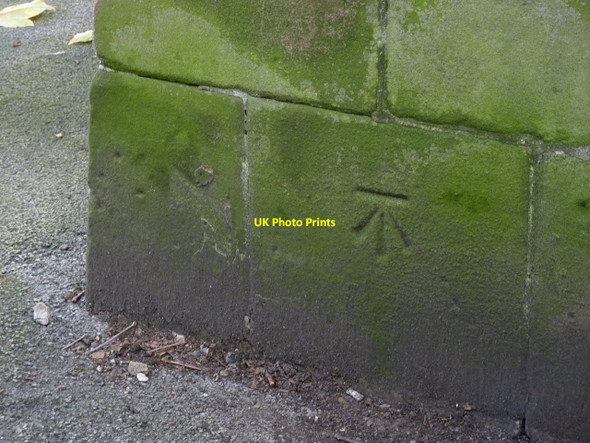 Photo 6"x4" Bench mark, Victoria Embankment gates West Bridgford c2013