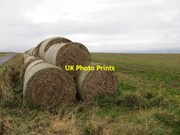 Photo 6"x4" Round bales near Baxtersyke Gifford c2013