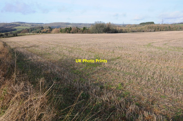 Photo 6"x4" Stubble field on Withington Hill Hilcot c2013
