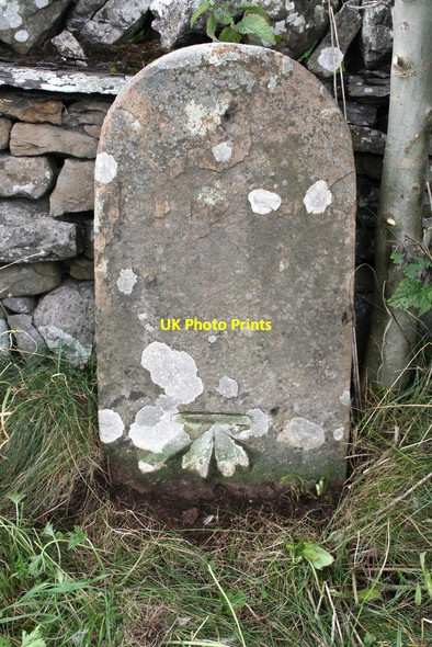 Photo 6"x4" Benchmarked boundary stone beside A684 Aysgarth c2013