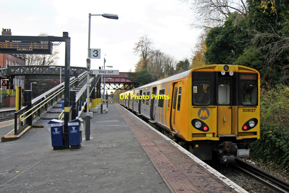 Photo 6"x4" Merseyrail Class 508, 508127, Hunts Cross railway station Halewood c2013