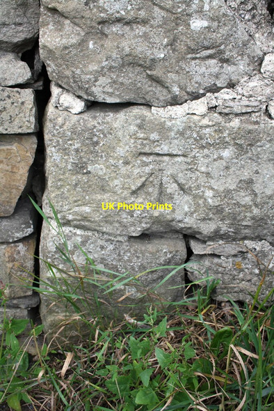 Photo 6"x4" Benchmark on boundary wall of Temple Folly Swinithwaite c2013
