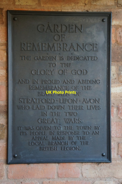 Photo 6"x4" The Garden of Remembrance plaque Stratford-upon-Avon c2013