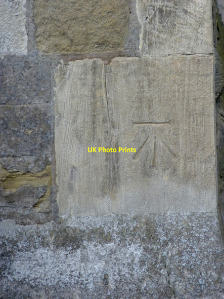 Photo 6"x4" Bench mark, St Mary's Church Selby c2013