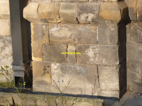 Photo 6"x4" Bench mark, Selby Abbey south aisle Selby c2013