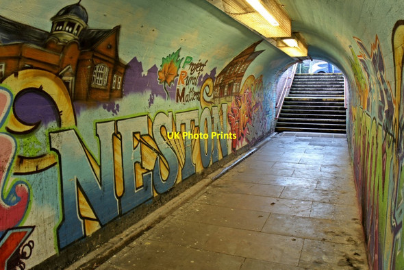 Photo 6"x4" Decorated underpass, Neston railway station Neston\/SJ2877 c2014