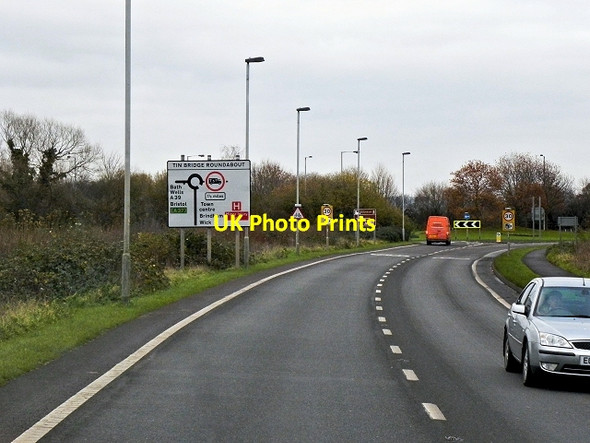Photo 6"x4" A39 Glastonbury Bypass Approaching Tin Bridge Roundabout Glastonbury c2013