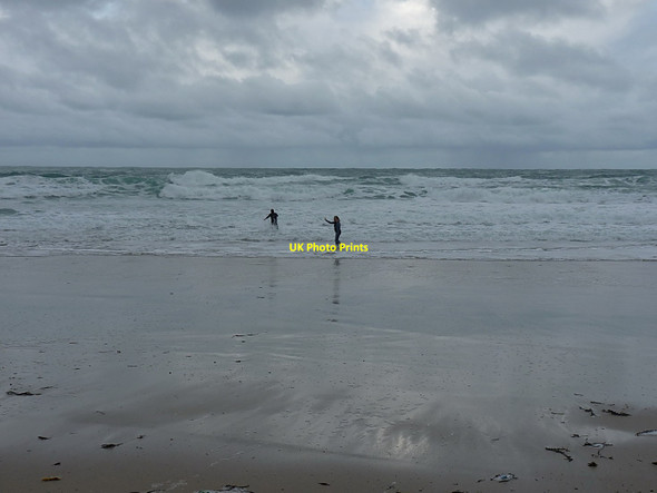 Photo 6"x4" Christmas Day swimmers - Sennen beach Sennen Cove c2013