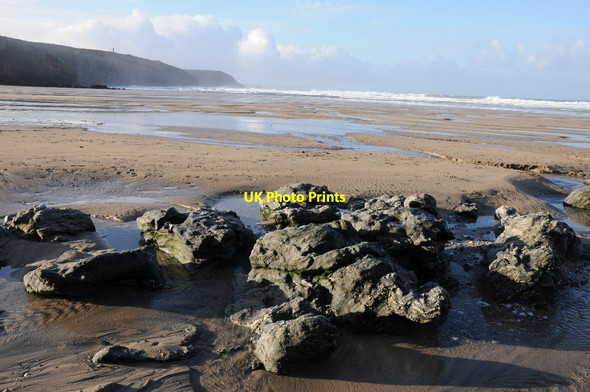 Photo 6"x4" Rocks on Porth Towan beach Banns c2014